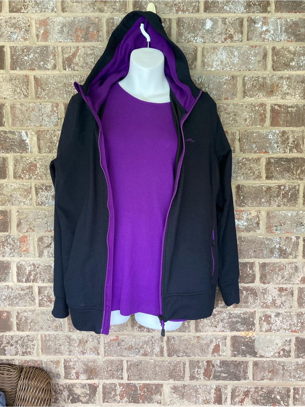 Lauren Ralph Lauren Active Black purple hoodie Large matching top M